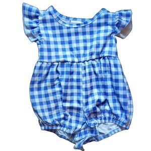 Honeydew Macy Bubble in Blue Gingham